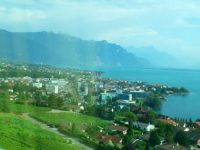 Geneva lake from bus window