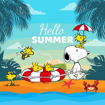 Solve Hello Summer Snoopy Beach jigsaw puzzle online with 121 pieces