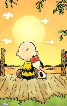 Sunset with Charlie Brown and Snoopy
