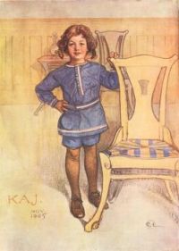 K.  J. A Water Color By Carl Larsson, Swedish Artist