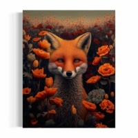 Whimsical Red Fox in Poppies