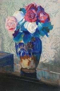 Still Life with Roses ~Leon Jan Wyczolkowski (Polish,  1852-1936)