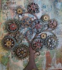 Steam Punk Tree  Ink, Paint, Stamp & Paper Bliss: A Tree Canvas Trilogy