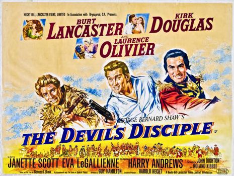 THE DEVIL’S DISCIPLE - 1959  POSTER  BURT LANCASTER, KIRK DOUGLAS, LAURENCE OLIVIER