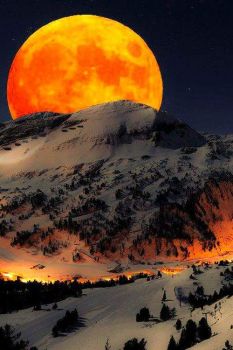 Moonrise and snow