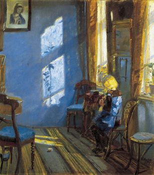 Anna_Ancher's Sunlight in the Blue Room, 1891