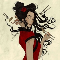 drawlloween yokai futakuchi onna by Abigail Larson