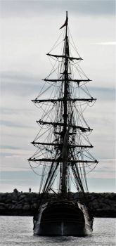 tall ship putting out to sea