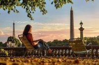 summer evening in the Tuileries garden at Place de la Concorde Paris
