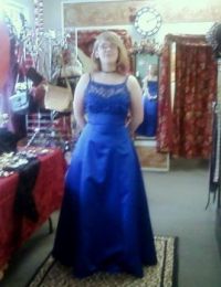 My youngest trying on dresses for upcoming jr prom