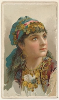 Woman in Head Dress with Coins
