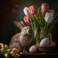 Bunny with Tulips 4