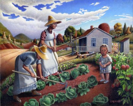folk-art-farm-family-garden-rural-country-americana-american-scene-appalachian-life-landscape-walt-curlee