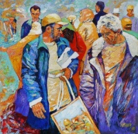 Abraham Fisher Artwork  -  'At the Market'