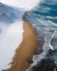 Snow, sand and see come together in Hokkaido, Japan