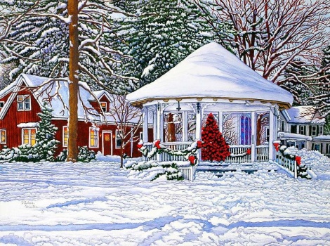 Solve Gazebo At Ellicottville Winter by Thelma Winter jigsaw puzzle ...
