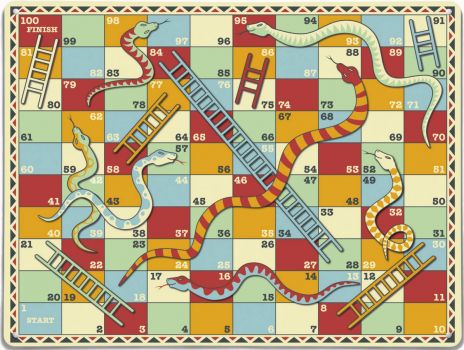 Solve snakes and ladders jigsaw puzzle online with 63 pieces