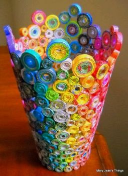 Paper basket made of magazine pages                     