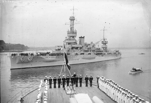 Battleship 'Arkansas' visiting Germany between World Wars