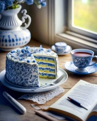 Tea In Blue And Cake To Match