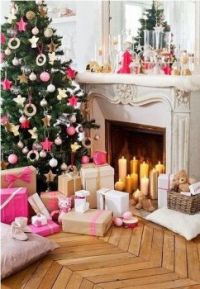 Bright Christmas Tree and Fireplace
