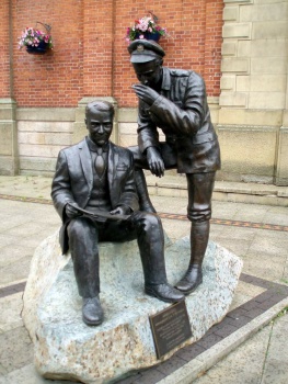 Jack Judge Memorial outside the Old Victoria Market Hall, Stalybridge.