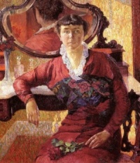 Theo van Rysselberghe Portrait of a Young Woman in Red (1902)