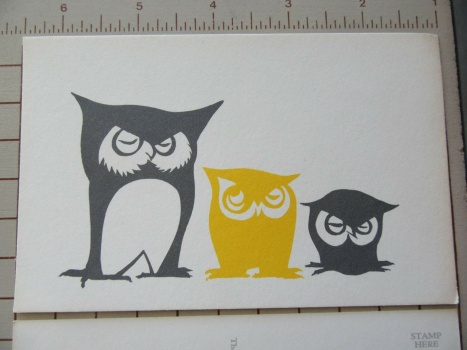 Paper Postcard 3 Owls