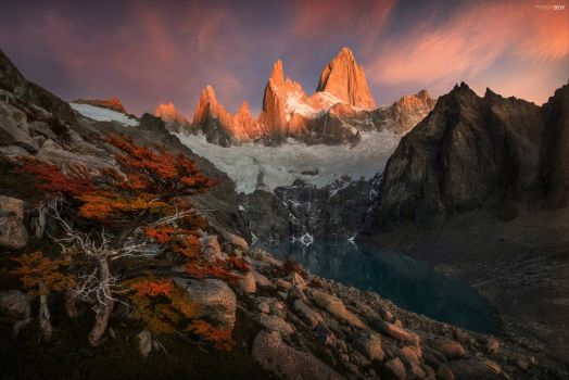 Laguna Sucia, the hidden laguna in Glaciers National Park, Patagonia, Argentina