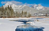 Yellowstone National Park: Absaroka range with Soda Butte Creek in foreground