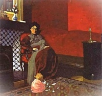 An Interior Red Room with Woman and Child (1899) by Felix Vallotton,