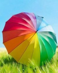 A bright, colourful umbrella