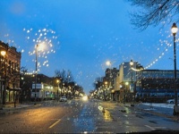 Our town during a wet snowstorm