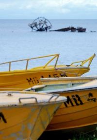 The Ozone and boats at Indented Head