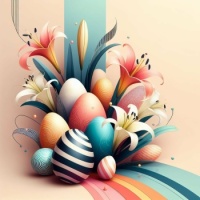 Easter eggs & lilies   (Resizable 9 to 306 pieces)