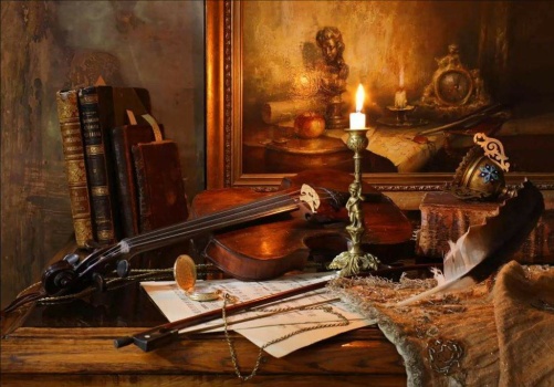 Still Life With Violin And Oil Painting (12)