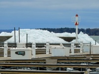 Ice piled up by wind and waves