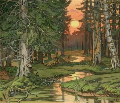 Fairy Forest at Sunset (1906) by Ivan Bilibin