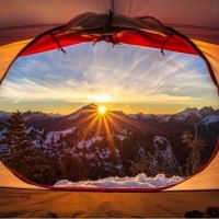 tent view  of Mt Dickerman, Washington