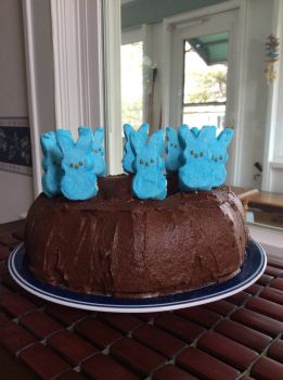 Easter cake with peep bunnies