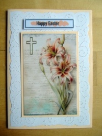 Seasonal Crafts - Papercraft - Easter Card - Lilies on Peach (Resize: 12 - 252 Pieces)