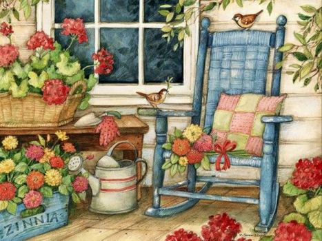 Solve Front Porch with Flowers - small jigsaw puzzle online with 192 pieces