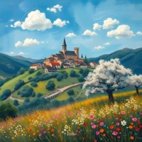 Springtime Fairytale – French Hilltop Town #1 🌿🏡🌸