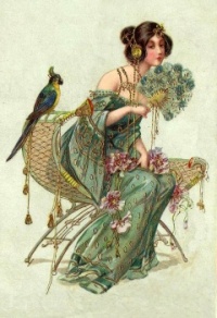 Lady with a Fan, 1904, by Raphael Kirchner (Austrian, 1876 - 1917)