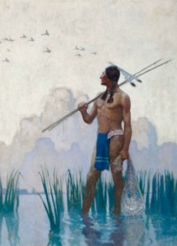 Newell Convers Wyeth (American, 1882–1945), Indian Brave Fishing (1923)