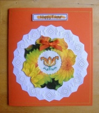 Seasonal Crafts - Papercraft - Easter Cross Stitch Card - Tulip on Orange (Resize: 9 - 240 Pieces)