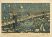 Bird's-Eye View of the Great New York and Brooklyn Bridge, and Grand Display of Fireworks on Opening Night...May 24, 1883
