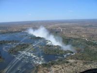 approach to Victoria Falls from our helicopter
