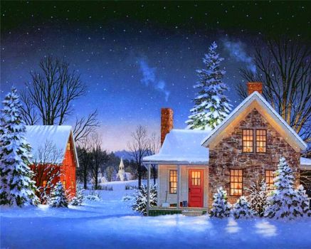 Solve Cozy winter cottage jigsaw puzzle online with 154 pieces