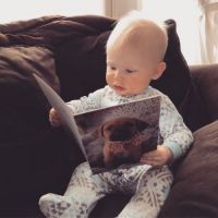 Getting an early start on his reading.